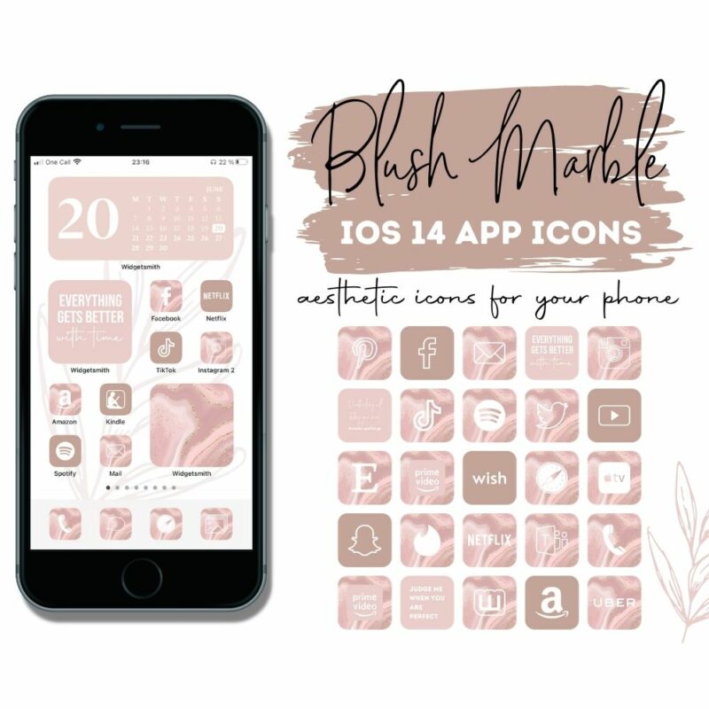 App Icons Ios 14 Marble Pink Mini And Me Co